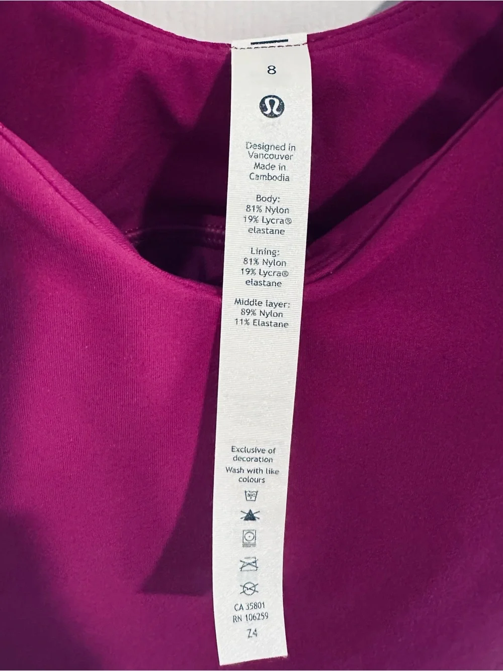 Lululemon Align Tank Top A/B Cup Ripened Raspberry Size 8-NWT